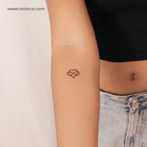 Intertwined Heart And Infinity Symbol Semi-Permanent Tattoo - Set of 2