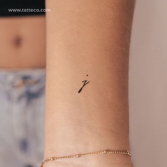 Tatuaje semipermanente de letra J manuscrita (juego de 2)