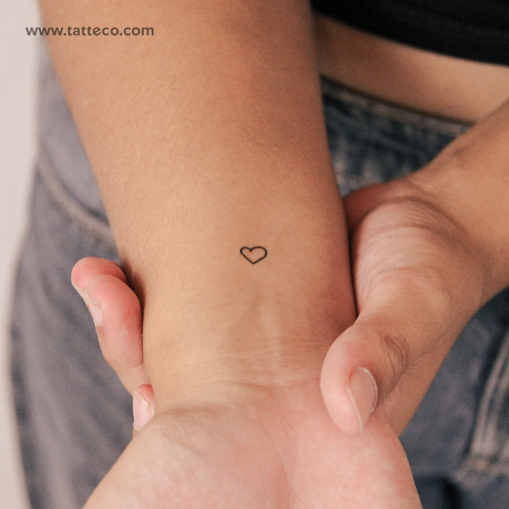 Tiny Hand-Drawn Heart Semi-Permanent Tattoo - Set of 2