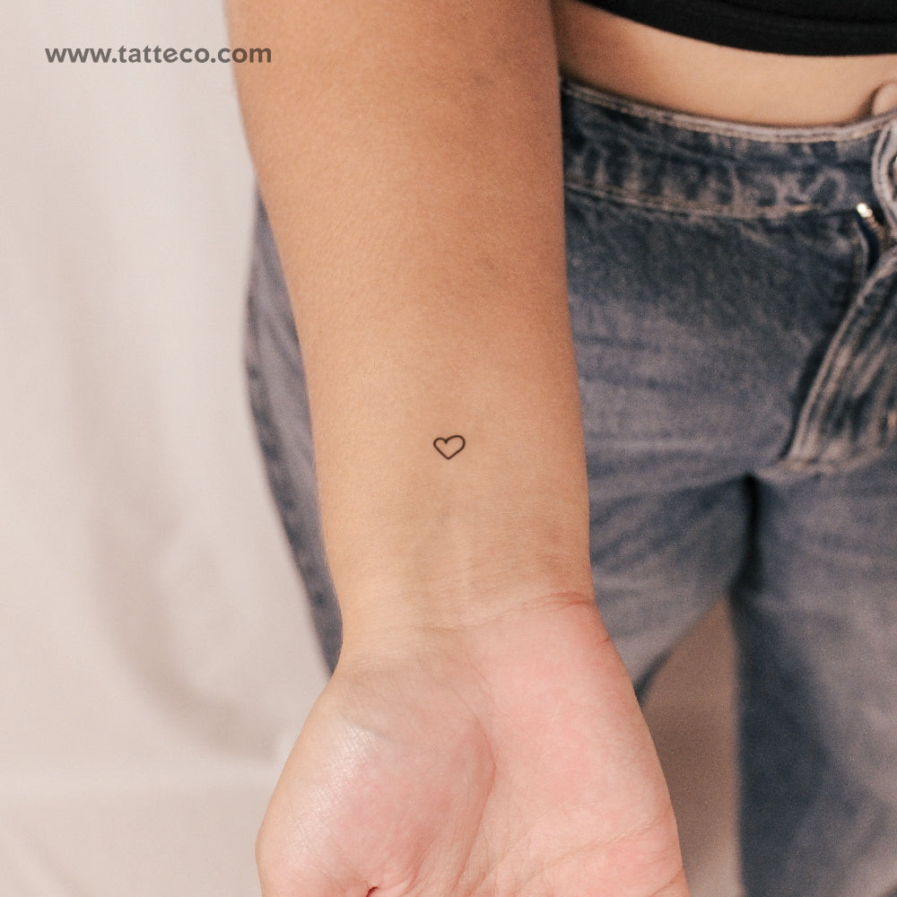 Tiny Hand-Drawn Heart Semi-Permanent Tattoo - Set of 2