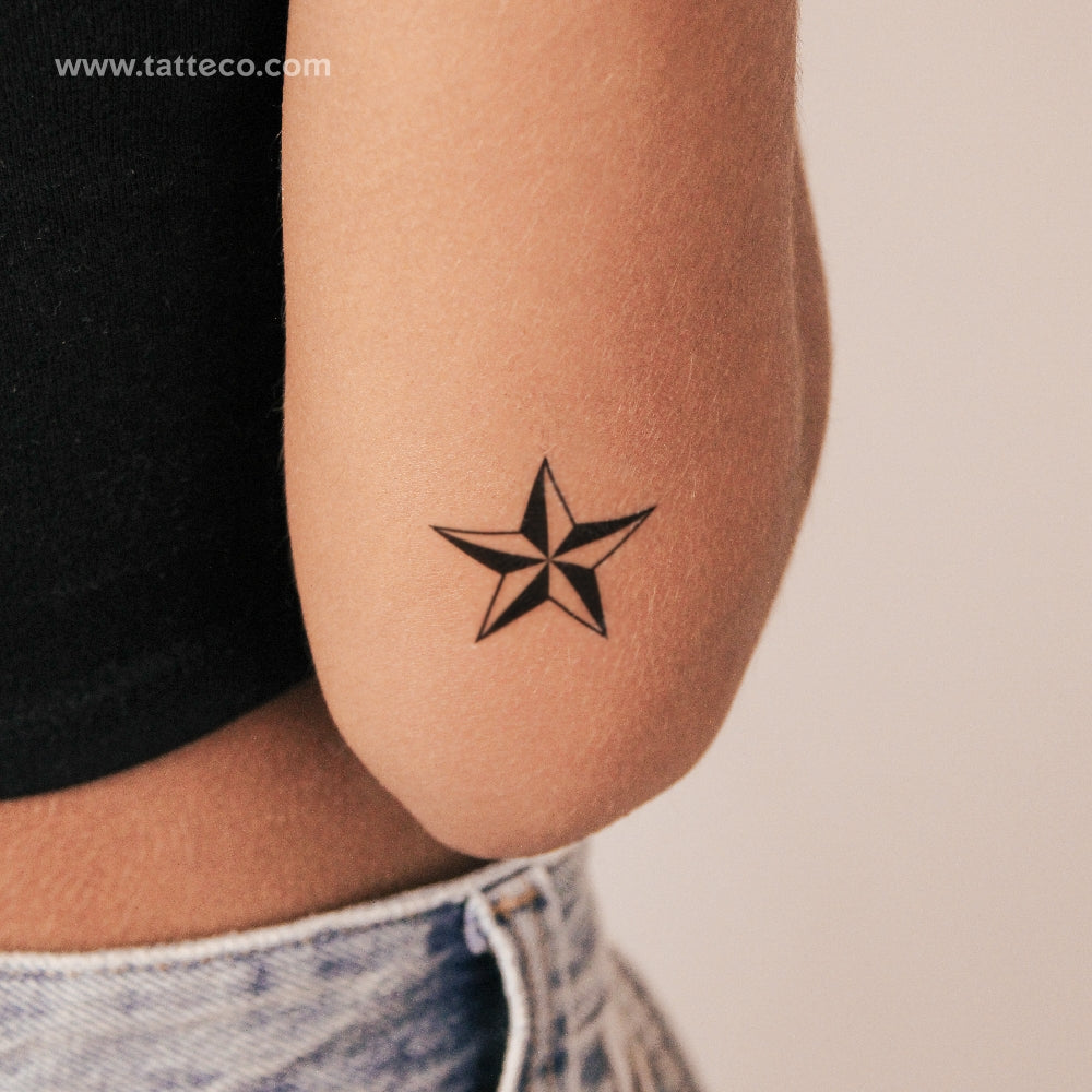Tatuaje semipermanente de estrella náutica (juego de 2)