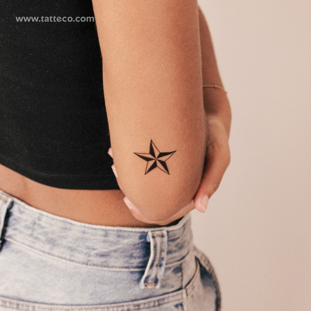 Tatuaje semipermanente de estrella náutica (juego de 2)