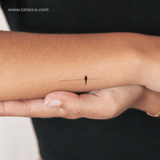 Tatuaje semipermanente de pájaro en un alambre - Juego de 2