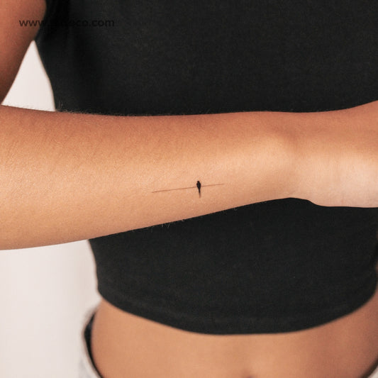 Tatuaje semipermanente de pájaro en un alambre - Juego de 2