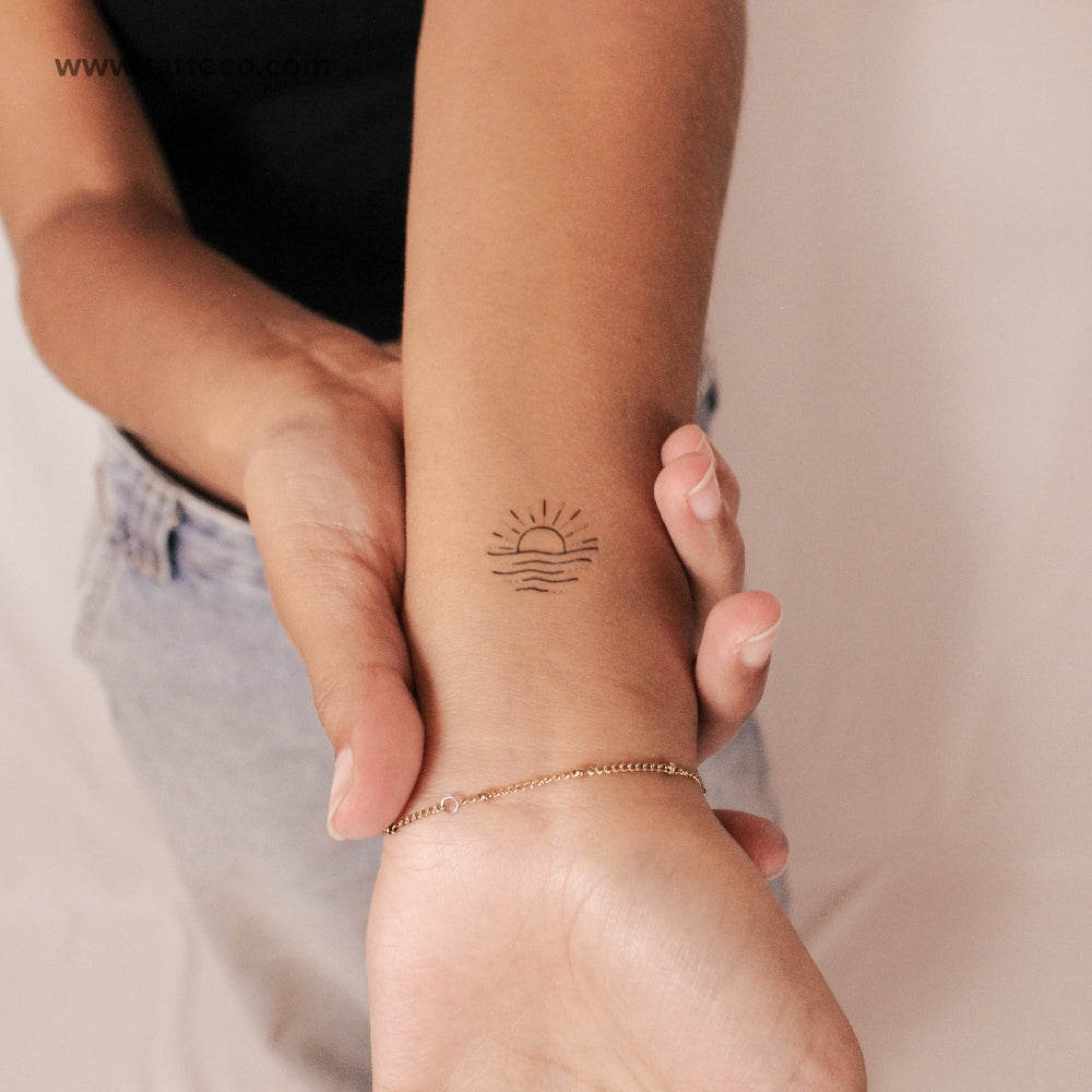 Beach Sunset Semi-Permanent Tattoo - Set of 2