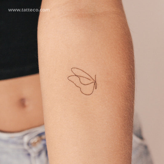 Tatuaje semipermanente de mariposa de una línea (juego de 2)