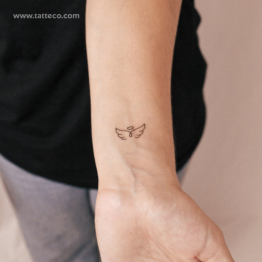 Tatuaje semipermanente de alas de ángel pequeñas (juego de 2)