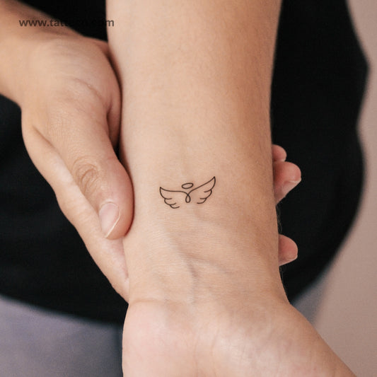 Tatuaje semipermanente de alas de ángel pequeñas (juego de 2)