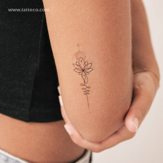 Tatuaje semipermanente Lotus Unalome - Juego de 2