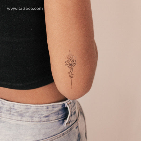 Tatuaje semipermanente Lotus Unalome - Juego de 2
