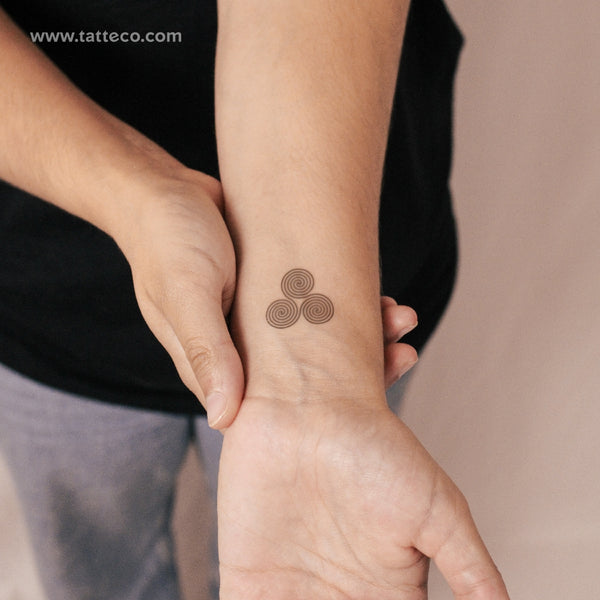 Triskelion - Triple Spiral Symbol Semi-Permanent Tattoo - Set of 2