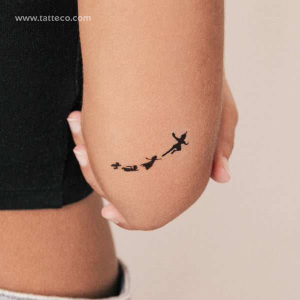 Flying Peter Pan, Wendy, Michael And John Semi-Permanent Tattoo - Set of 2
