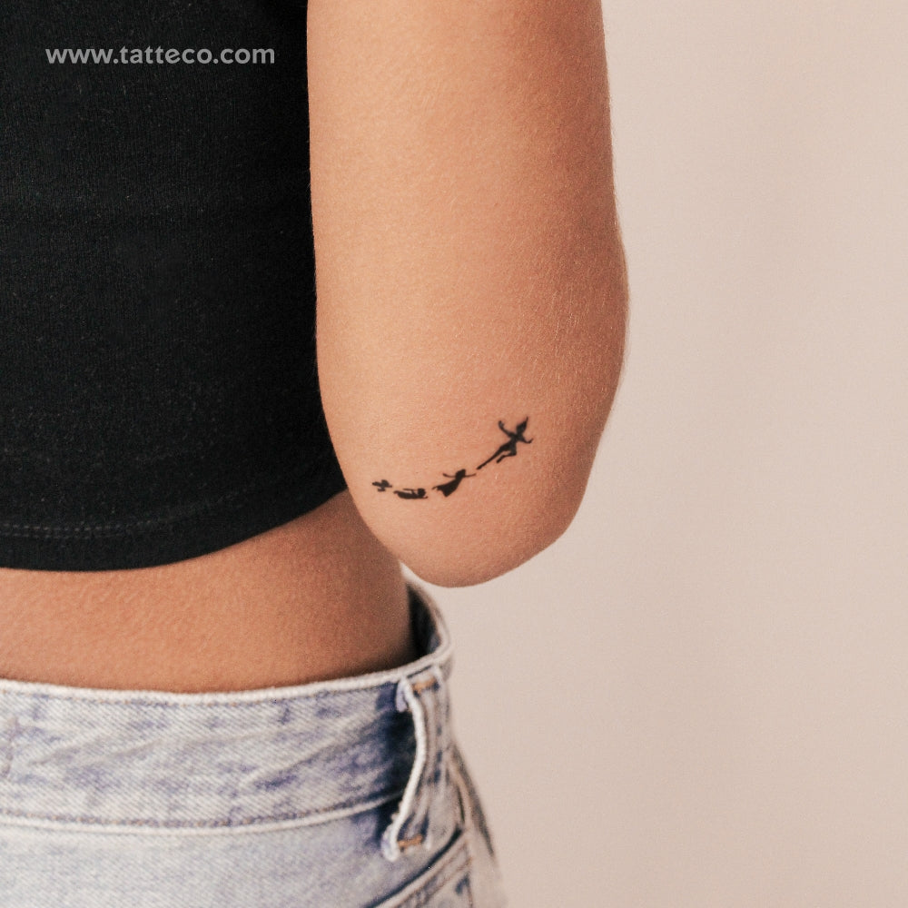 Flying Peter Pan, Wendy, Michael And John Semi-Permanent Tattoo - Set of 2