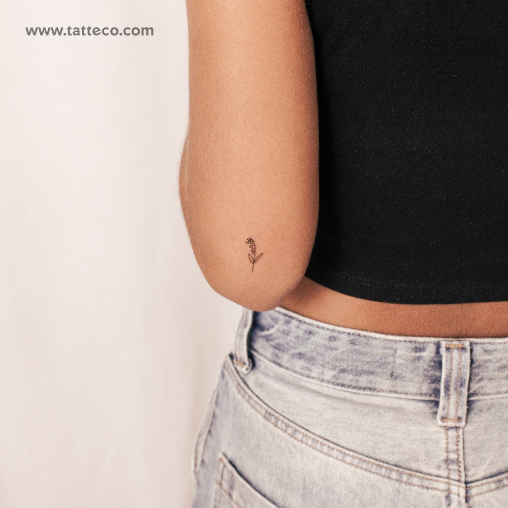 Tatuaje semipermanente minimalista de lirio de los valles (juego de 2)