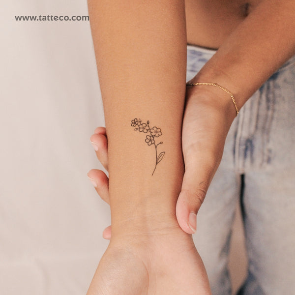 Fine Line Forget-me-not Semi-Permanent Tattoo - Set of 2