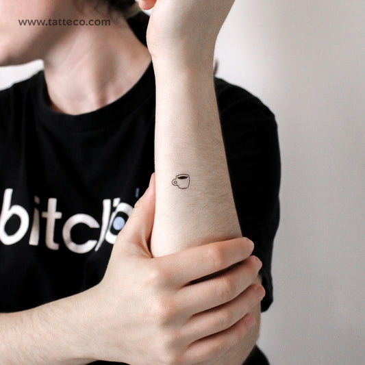 Tiny Coffee Mug Temporary Tattoo - Set of 3