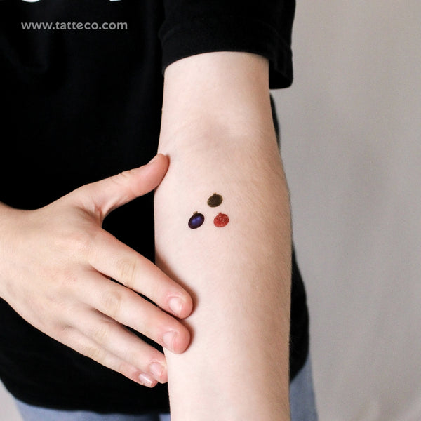 Three Christmas Baubles Temporary Tattoo - Set of 3