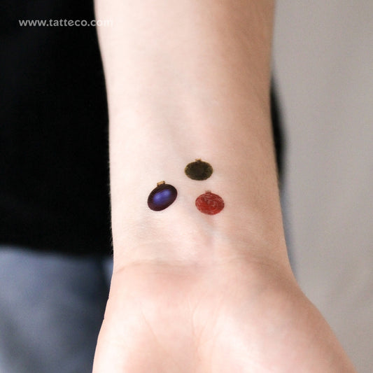 Tatuaje temporal de tres bolas navideñas (juego de 3)