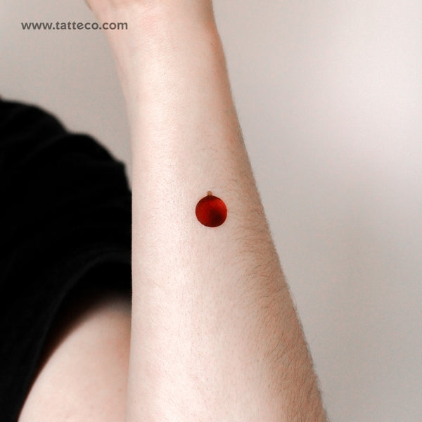 Red Christmas Bauble Temporary Tattoo - Set of 3