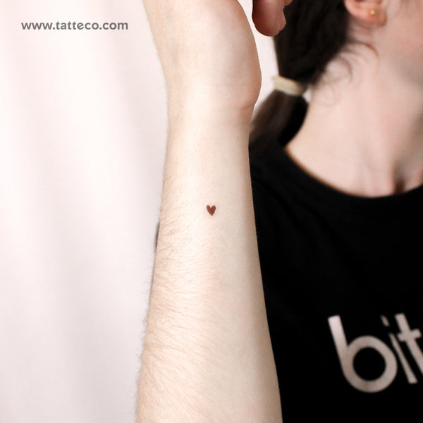 Hand-Drawn Brown Heart Temporary Tattoo - Set of 3