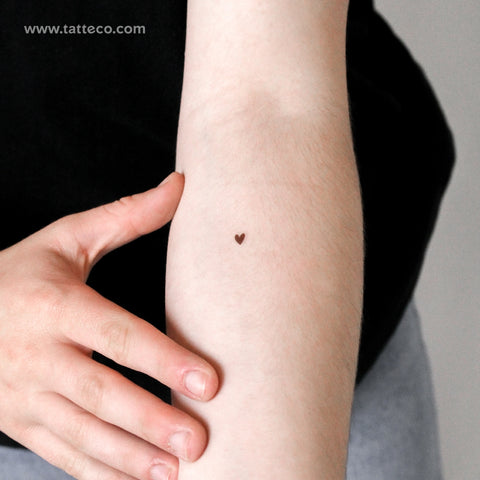 Hand-Drawn Brown Heart Temporary Tattoo - Set of 3