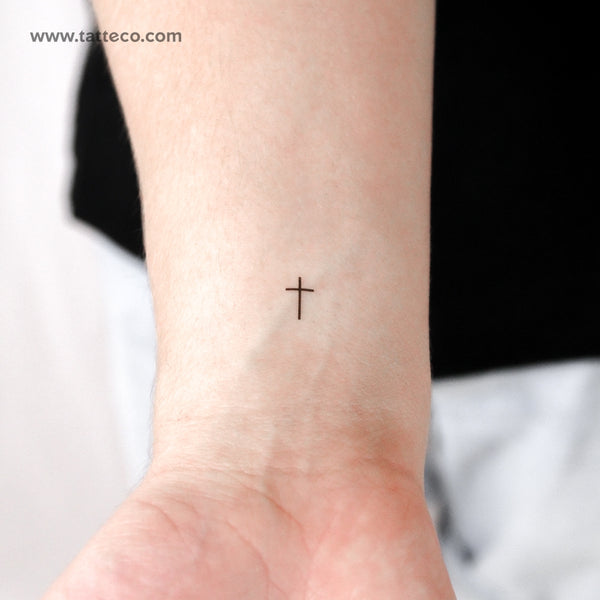 Small Minimalist Cross Temporary Tattoo - Set of 3