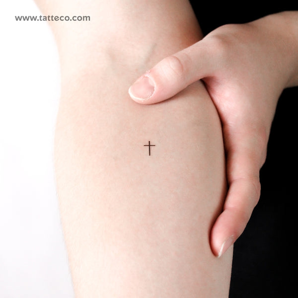 Small Minimalist Cross Temporary Tattoo - Set of 3