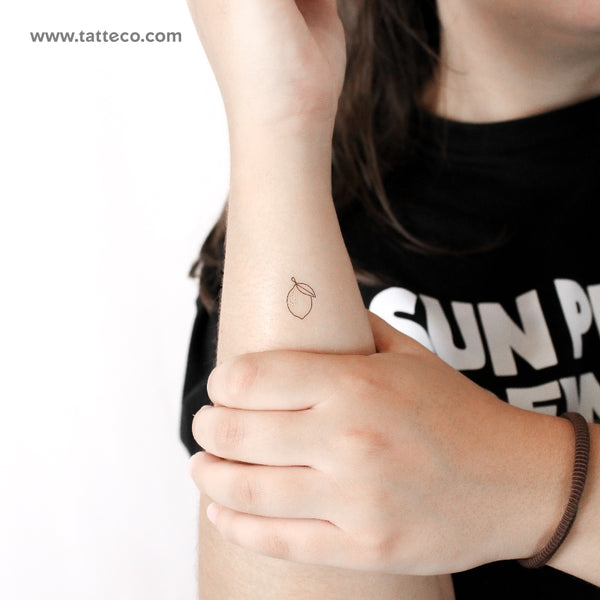 Tiny Single Line Lemon Temporary Tattoo - Set of 3