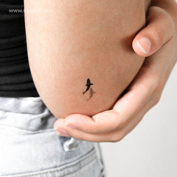 Little Shark And Shadow Temporary Tattoo - Set of 3