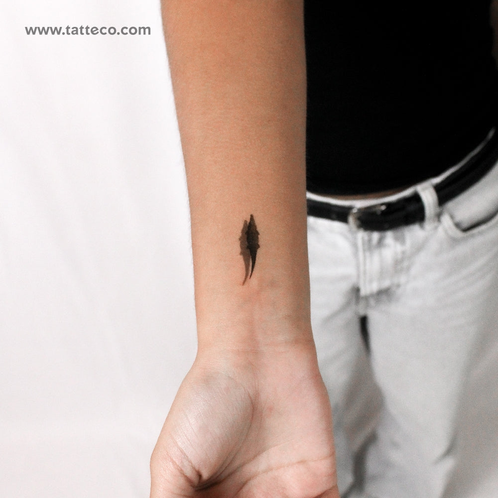 Small Crocodile And Shadow Temporary Tattoo - Set of 3