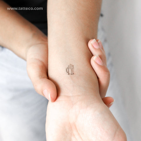 Fine Line French Press Temporary Tattoo - Set of 3