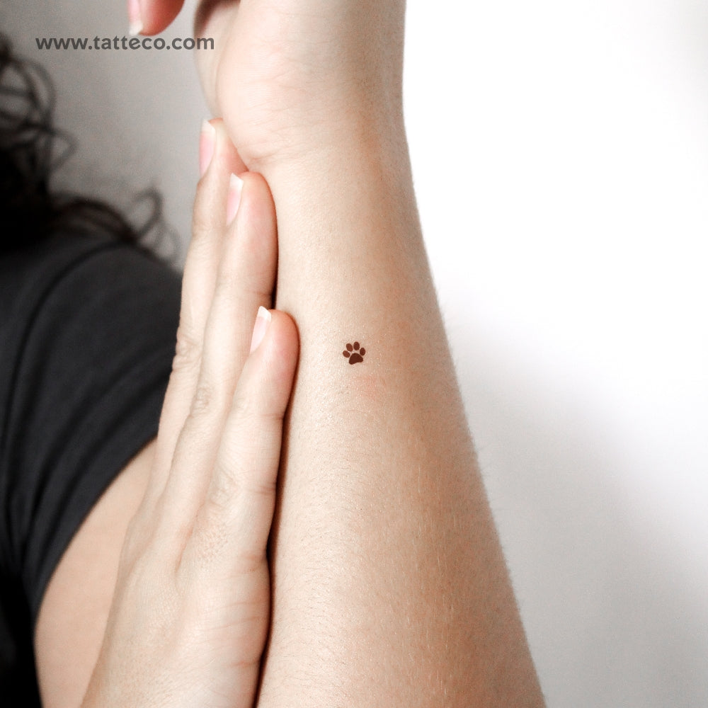 Tatuaje temporal de huella de pata marrón - Juego de 3