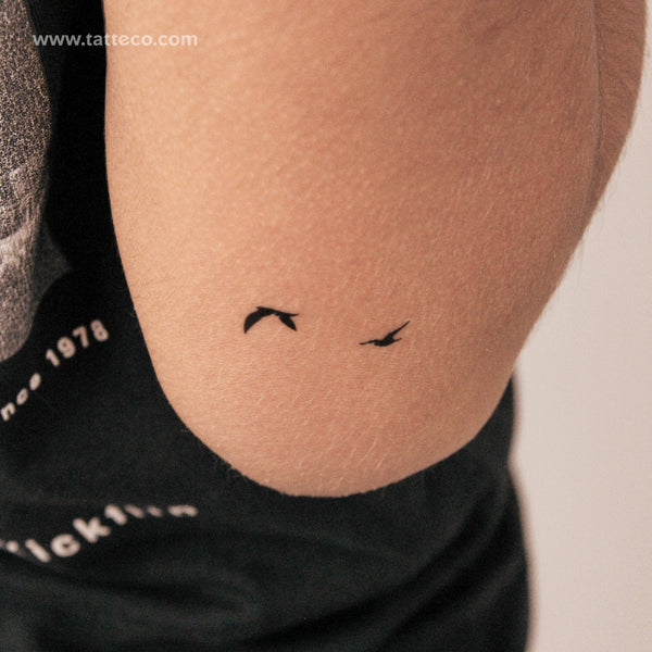 Two Flying Birds Semi-Permanent Tattoo - Set of 2