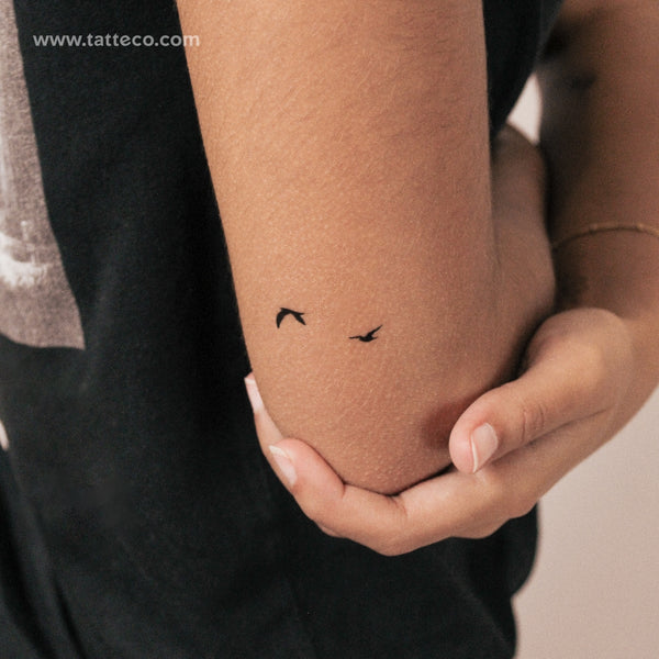 Two Flying Birds Semi-Permanent Tattoo - Set of 2