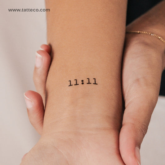 Tatuaje temporal de 2 semanas del número angelical 11:11 (juego de 2)