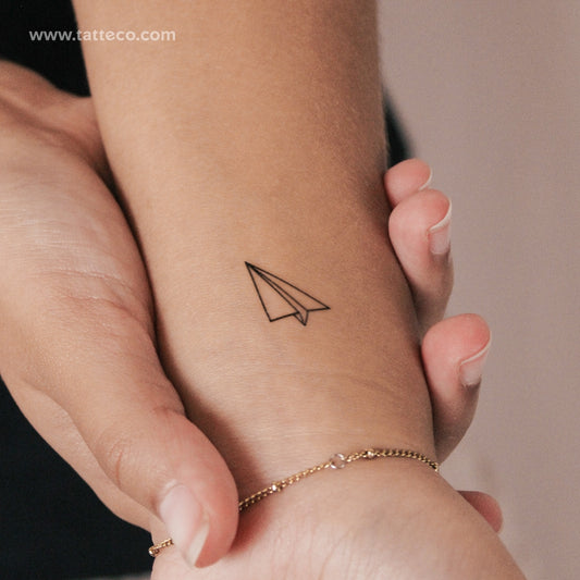 Tatuaje semipermanente de avión de papel (juego de 2)