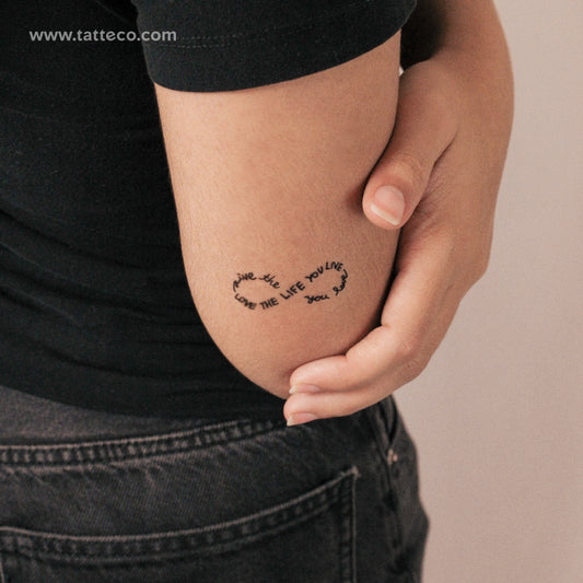 Tatuaje semipermanente "Infinito, ama la vida que vives" - Juego de 2