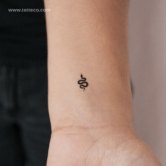 Tatuaje semipermanente de serpiente negra diminuta (juego de 2)