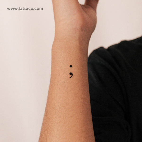 Small Semicolon Semi-Permanent Tattoo - Set of 2