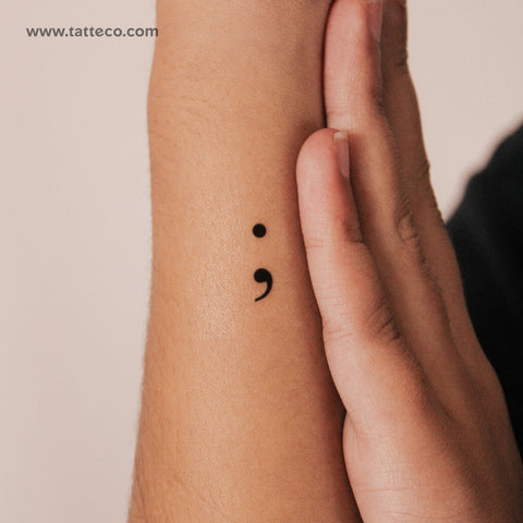 Small Semicolon Semi-Permanent Tattoo - Set of 2
