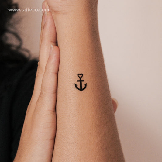 Tatuaje semipermanente de ancla de amor - Juego de 2