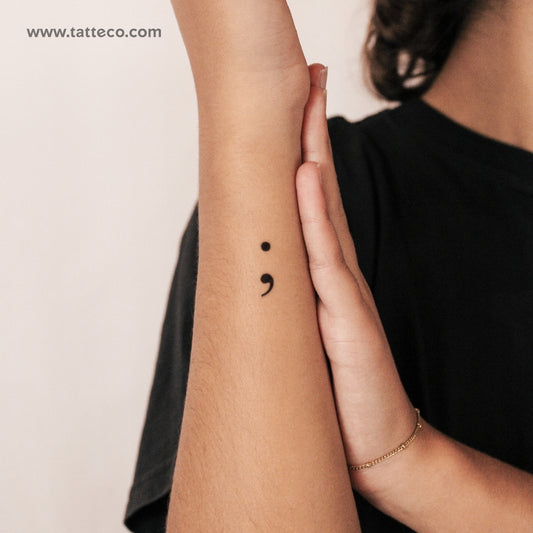 Tatuaje semipermanente de punto y coma - Juego de 2