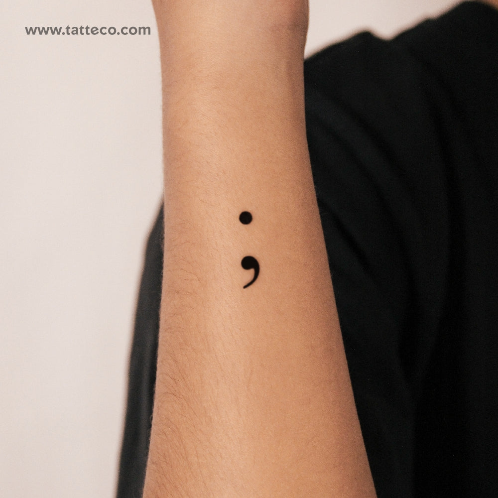 Semicolon Semi-Permanent Tattoo - Set of 2