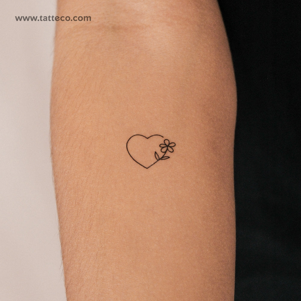 Heart And Flower Semi-Permanent Tattoo - Set of 2