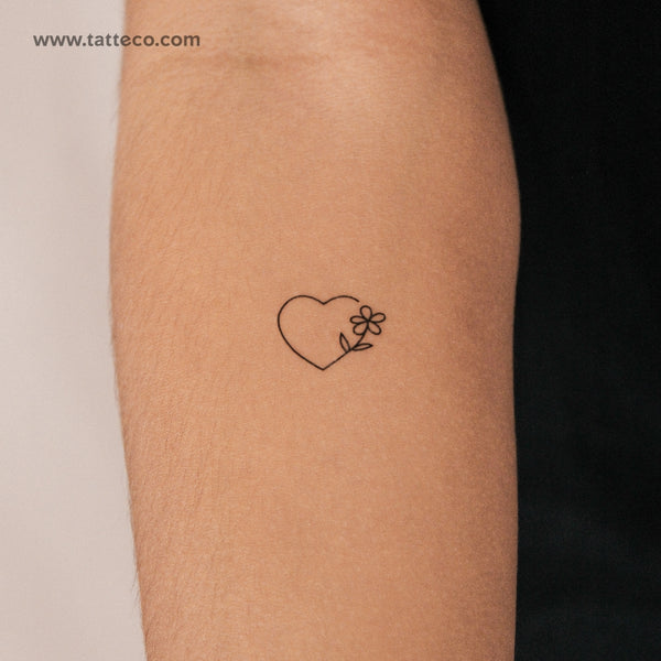 Heart And Flower Semi-Permanent Tattoo - Set of 2