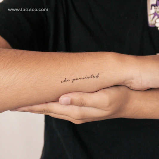 Tatuaje semipermanente "Ella persistió" - Juego de 2