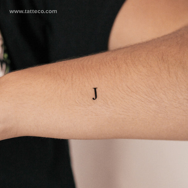 J Serif Uppercase Letter Semi-Permanent Tattoo - Set of 2
