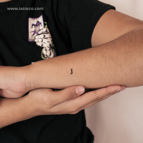 J Serif Uppercase Letter Semi-Permanent Tattoo - Set of 2