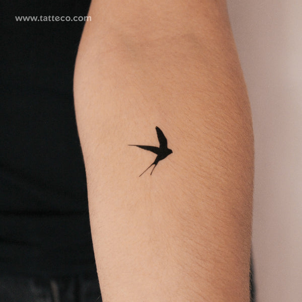 Black Swallow Semi-Permanent Tattoo - Set of 2