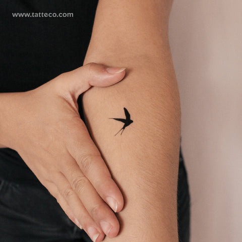 Black Swallow Semi-Permanent Tattoo - Set of 2